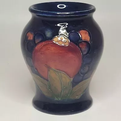 Vtg Moorcroft Pomegranate Art Pottery Vase Cobalt Fruit 3.25  England • $295