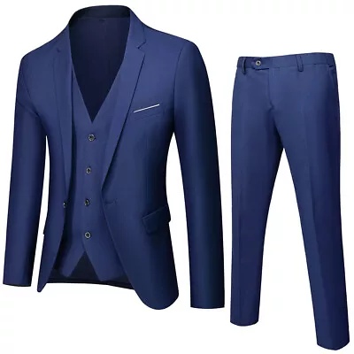 2-Piece Set Mens One Button Slim Fit Business Suit Blazer Jacket Pants Suits • $27.85