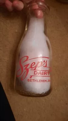 Vintage Bethlehem PA Milk Bottle Pint 1949 Szep's Dairy  • $24