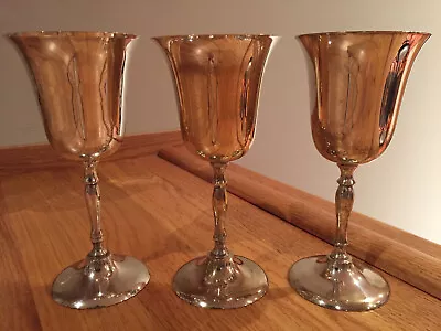 Goblets 6 1/4  EPNS Hand Made In India VTG ~ (2 Of 3 Are Engraved & FREE) ~ EUC • $19.87