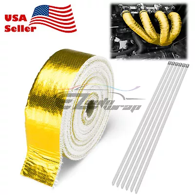 Gold Exhaust Pipe Insulation Thermal Heat Wrap 2 X50' Motorcycle Header • $20.66