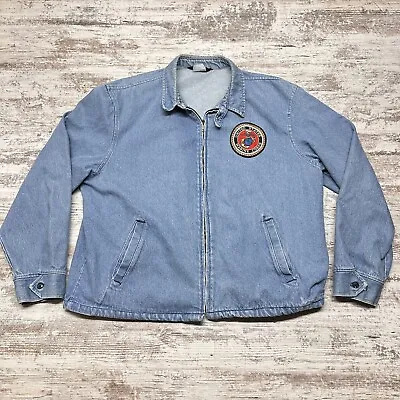 Vintage Marine Corps Denim Jacket Mens XXL Blue Denim Full Zip Military USA Made • $58.88