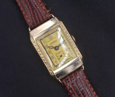 1930’ Viceroy 2 Tone Dial Tank Style Engraved Case Men’s Vintage Art Deco Watch • $0.99