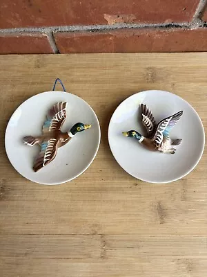 Vintage  3-D Flying Mallard Duck Plate Plaques Wall Hanging Decor Japan Pair • $30