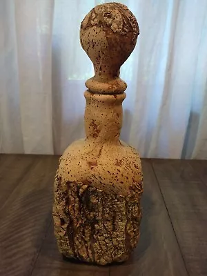 Vintage Italian Cork Bark Sardinia Decanter Bar Ware Square Bottle • $29.74