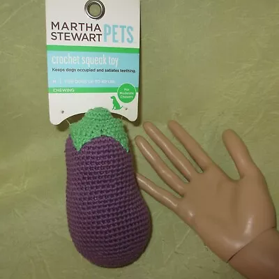 4  Crochet EGGLPANT Martha Stewart KNIT Dog Squeaky Toy Play Vegetable Gift Pet • $22.99