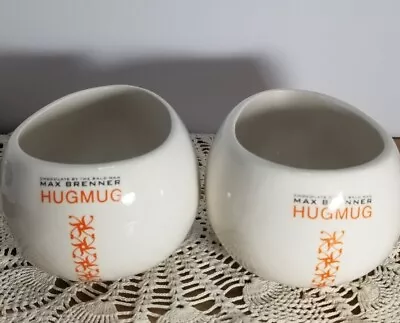 Max Brenner Ceramic Hugmug~ Hot Chocolate By The Bald Man Cups~Set Of 2 • $9.49