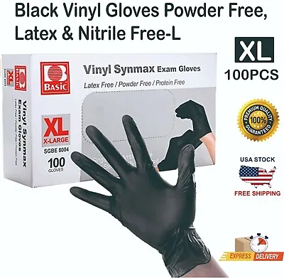 100 Black Vinyl Gloves  Latex & Nitrile Free-XL • $8.99