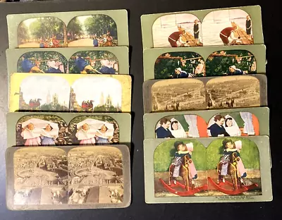 Lot Of 10 Stereoview Cards Various Topics #13 • $20