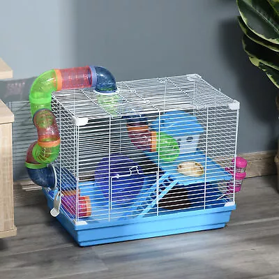 Hamster Cage Carrier Small Animal House With Exercise Wheels Tunnel Tube • £27.99