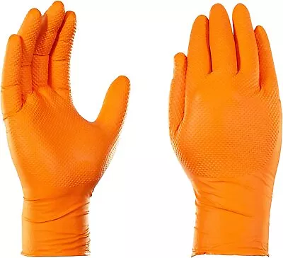 Orange Nitrile Disposable Gloves Strong Heavy Duty Powder Free Car Mechanic • £86.99