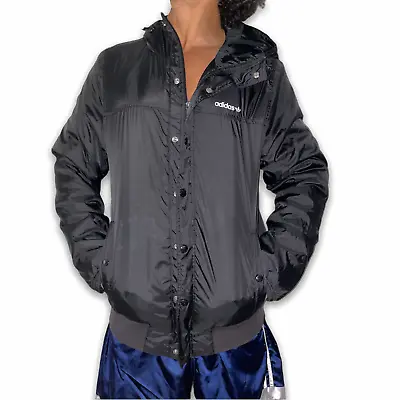 Super Rare Adidas Originals Jacket Windbreaker Heavy Cal Surf Black Gray M • £98.26