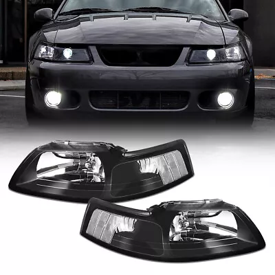 For 99 00 01-04 Ford Mustang GT SVT LED Black Clear Headlights Lamps Left+Right • $74.99