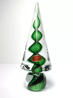 Vintage Murano Glass Christmas Tree Gold Polveri Green Swirl Twist Modern 9  • $399.99