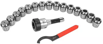 R8 ER-40 Collet Chuck Set R8 Shank Collet Chuck Holder+15Pcs ER40 Collets+Spann • $181.21