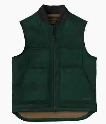 Filson Men's Lined Mackinaw Wool Work Vest 21099228 Dark Spruce Green Sherpa CC • $179.99