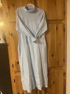 Vermont Country Store LONG Cotton NIGHTGOWN Turtleneck Pockets Baby Blue Women M • $8