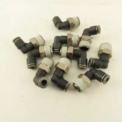 1/4  OD 3/8 NPT Thread Nylon Push To Connect Male 90° Elbow Lot Of 10 • $16.24