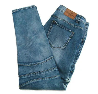 VICTORIOUS Mens (Size 36x32) Blue Jeans Denim Pants Distressed Streetwear Zipper • $19.95
