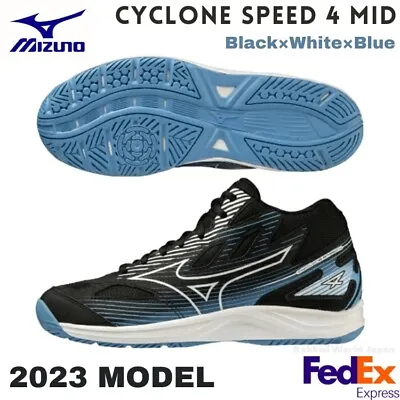 MIZUNO Volleyball Shoes CYCLONE SPEED 4 MID Black/White/Blue V1GA2385 57 NEW!! • $102.50