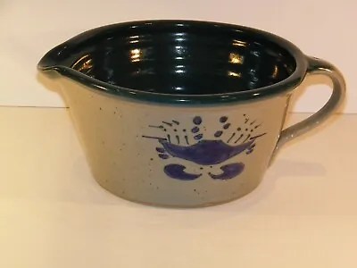 $28.95 • Buy Great Bay Pottery Wheel Thrown Stoneware Batter Bowl W Blue Crab Design #1389