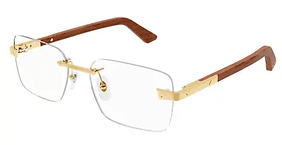 Cartier Eyeglasses Frames Ct0411o 002 Santos Gold Wood New And Authentic • $2199