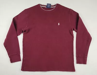 Polo Ralph Lauren Long Sleeve Thermal Shirt Mens Large Maroon Crew Neck • $10