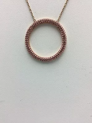 $95 Michael Kors Rose Gold Tone Pave Open Circle  Necklace D14 • $74.28