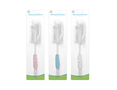 £3.49 • Buy Bottle & Teat Brush Baby Essential 3 Assorted Colours Brushes 2in1 Soft Bristle
