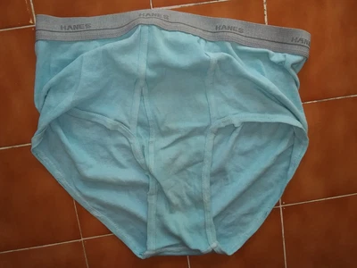 $18 • Buy Mens Vintage 90s HANES Pool Blue Underwear Briefs XL Rare Gray Waistband Logo