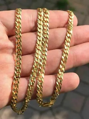 5mm Miami Cuban Link Chain Real 14k Gold Plated Solid 925 Silver ITALY MADE • $60.08