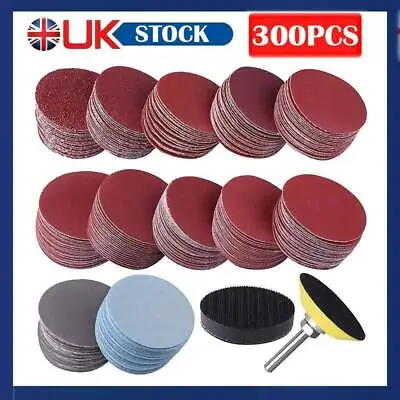 £14.59 • Buy 300Pcs 50Mm Sanding Discs Pad Kit For Drill Grinder Rotary Tools + Backing Pad