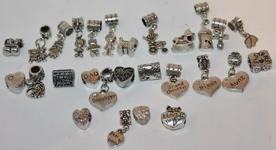 Charm Bead Large Hole Fits European Bracelets-Family:ChildBabyMomETC -Choice • $1
