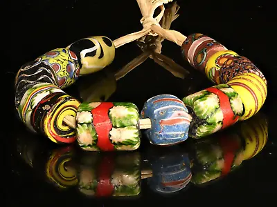 Venetian Mostly Millefiori African Trade Beads 12 Beads 0532_S9 • $68.15