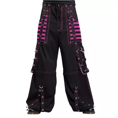 Gothic Black & Pink  Electro Pant Bondage Punk Dead Thread Baggy Trousers • $69.47