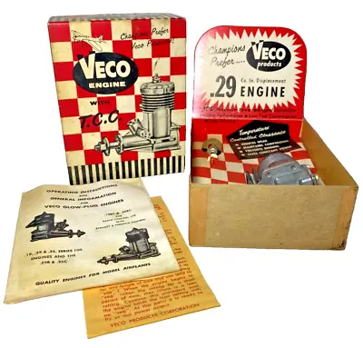 RARE 1960's Veco .29R Model Airplane Engine W/ Box NOS • $504.35