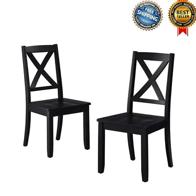 Set Of 2 Maddox Crossing Dining Chairs Home Kitchen With Vintage Look Black NEW • $148.50