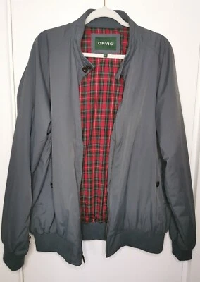 £56.99 • Buy Men's Orvis Tartan Lined Bomber Casual Work Harrington Jacket Grey Size Large
