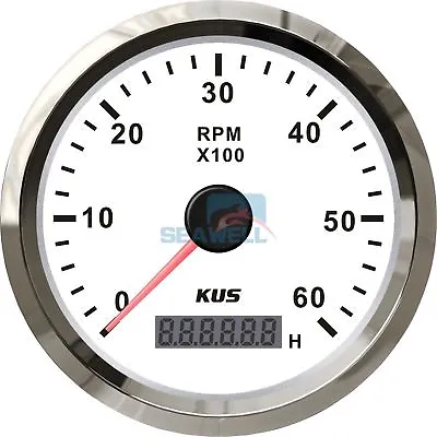 KUS Tachometer Marine Boat Car Truck LCD Hourmeter RPM Tacho Meter Gauge 6000RPM • $42.99