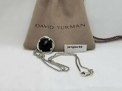 David Yurman Infinity Pendant Necklace 14mm Black Onyx Chain 18'' In • $225