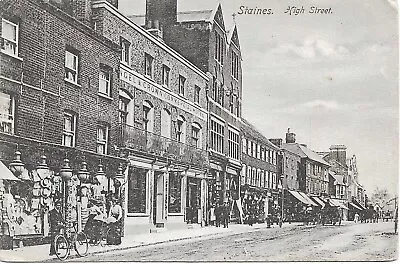 STAINES High Street Middlesex Old Postcard. • £1.50