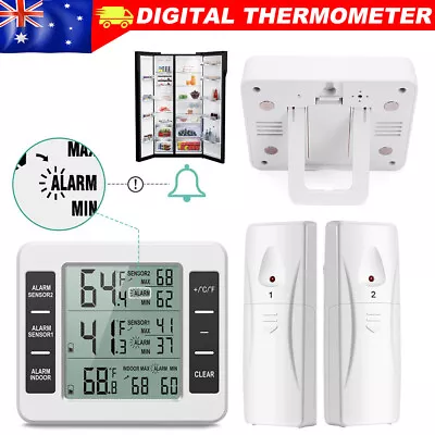 Wireless Digital Indoor Outdoor Thermometer Fridge Freezer Alarm Gauge Monitor • $25.95