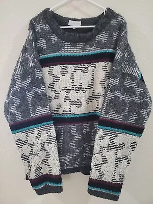 Vintage Allen Wah Lamb Wool Blend Oversized Sweater -Made In USA - Tall XL • $28