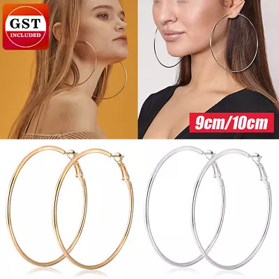 $3.22 • Buy 9/10cm Large Round Circle Hoop Earrings Silver/Gold Fashion Jewelry Gold Women