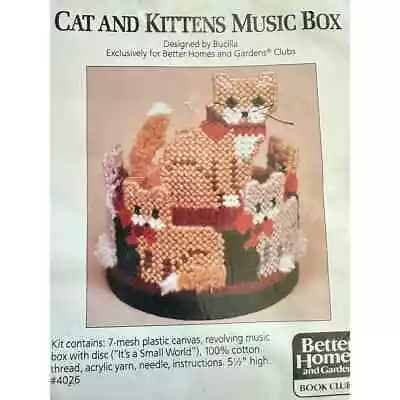 VTG Better Homes & Gardens Cat/Kittens Music Box Needlepoint Kit Bucilla #4026  • $48