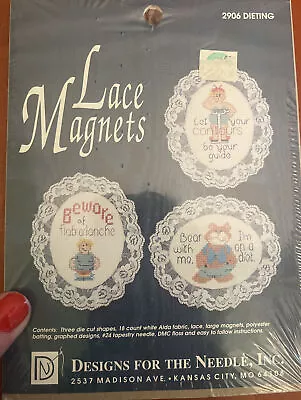 Vintage 1991 Designs For The Needle Lace Magnets Kit Cross Stitch Dieting NIP • $4.50