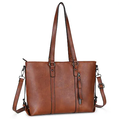 Retro Women Shoulder Bag Large Designer Handbag Soft Leather Shopper Tote Bag • £13.99