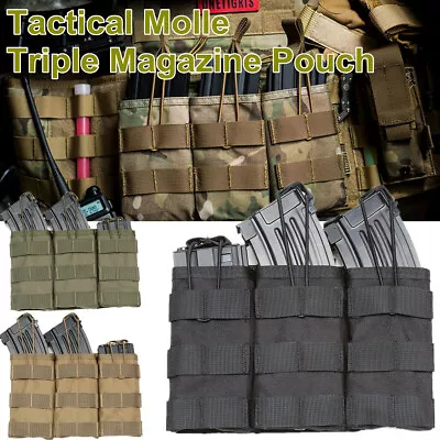 5.56 .223 Rifle Mag Holder Tactical Molle Triple Magazine Pouch Nylon Open Top • $10.15