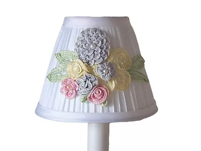 Ribbon Flower Pleated Chandelier Shades 5  Mini Lamp Sconce Shade Pastel Flora • $5