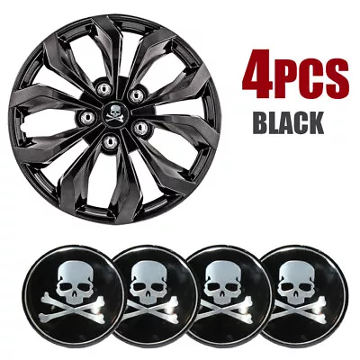 4x Auto Wheel Emblem Hub Center Cap Cross Bone Skull Sticker Aluminum Sticker • $5.93